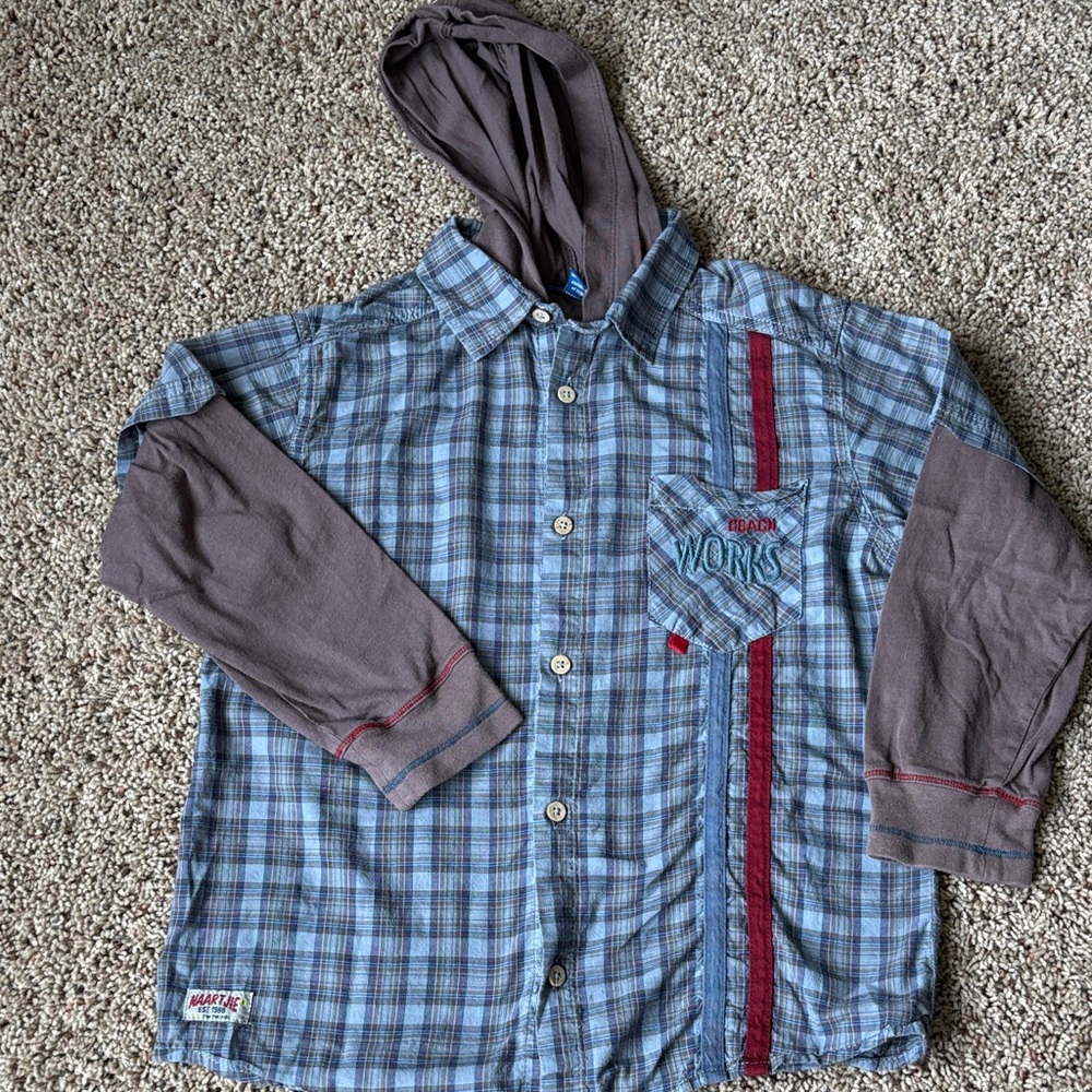 Naartjie kids Blue Plaid hoodie - size 7